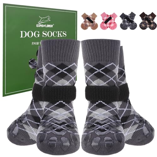 EXPAWLORER Hundesocken gegen Lecken von Pfoten, doppelseitig, rutschfest, mit Greifern für Hartholzböden, Hundeschuhe für kleine, mittelgroße und große ältere Hunde, britischer Stil, Schwarz, Größe S EXPAWLORER Hundesocken gegen Lecken von Pfoten, doppelseitig, rutschfest, mit Greifern für Hartholzböden, Hundeschuhe für kleine, mittelgroße und große ältere Hunde, britischer Stil, Schwarz, Größe S von EXPAWLORER