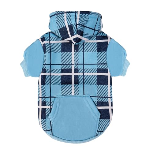 EXPAWLORER Karierter Katzen-Kapuzenpullover im britischen Stil, warmer Katzenpullover mit Loch für die Leine, Haustierkleidung, Wintermantel, Bekleidung für Welpen, Katzen, Mädchen, Jungen, Kätzchen von EXPAWLORER
