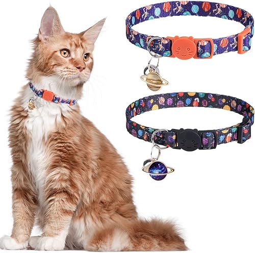 EXPAWLORER Katzenhalsband, verstellbar, mit Glöckchen, stilvolles Sternenmuster, Hundehalsband, langlebig, mit Sicherheitsverschluss von EXPAWLORER