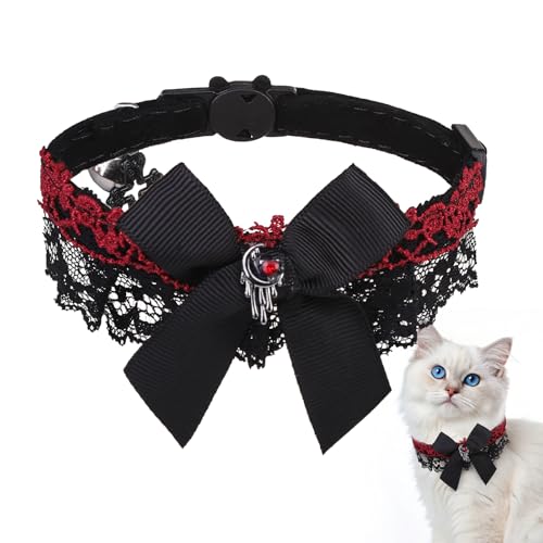 EXPAWLORER Katzenhalsband mit Glöckchen, verstellbares Katzenhalsband aus weichem Samt, mit Kreuz-Zubehör, Sicherheits-Schnellverschluss, Gothic-Stil, Haustierhalsband für Katzen, Kätzchen, kleine EXPAWLORER Katzenhalsband mit Glöckchen, verstellbares Katzenhalsband aus weichem Samt, mit Kreuz-Zubehör, Sicherheits-Schnellverschluss, Gothic-Stil, Haustierhalsband für Katzen, Kätzchen, kleine von EXPAWLORER