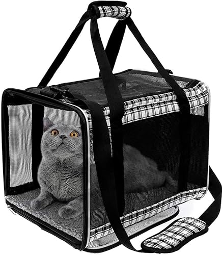 EXPAWLORER Katzentragetasche für große Katzen, 9 kg – weiche Seiten, mittelgroße Katzen unter 11.3 kg, kleine Hunde, von Fluggesellschaften zugelassene Haustier-Reisetasche von EXPAWLORER
