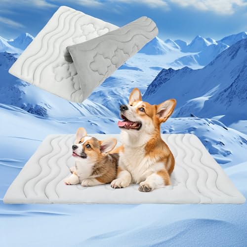 EXPAWLORER Kühlmatte für Hunde, wendbar (kühl und warm), 91,4 x 58,9 cm, Haustier-Eiskühlmatte, Decke für Sommerhütte, Sofa, Bodenbox, Autositz, maschinenwaschbar und faltbar, kühlendes Hundebett von EXPAWLORER