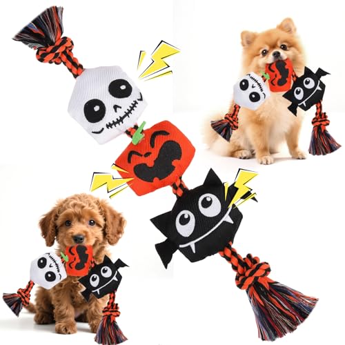 EXPAWLORER Quietschendes Halloween-Hundespielzeug – Interaktives Hundespielzeug mit Quietscher, Tauziehen Seil, Zahnreinigung, robustes Baumwoll-Kauspielzeug für kleine, mittelgroße und große Hunde EXPAWLORER Quietschendes Halloween-Hundespielzeug – Interaktives Hundespielzeug mit Quietscher, Tauziehen Seil, Zahnreinigung, robustes Baumwoll-Kauspielzeug für kleine, mittelgroße und große Hunde von EXPAWLORER