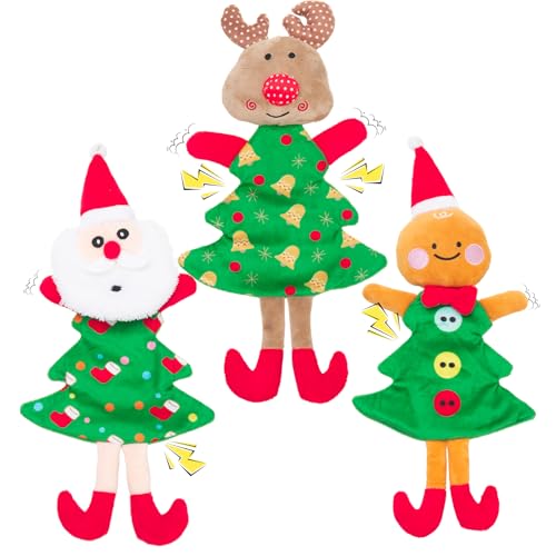 EXPAWLORER Quietschendes Weihnachts-Hundespielzeug für Hunde, keine Füllung, mit Knisterpapier, langlebig, Plüsch-Hundespielzeug für kleine, mittelgroße und große Hunde, 3 Stück EXPAWLORER Quietschendes Weihnachts-Hundespielzeug für Hunde, keine Füllung, mit Knisterpapier, langlebig, Plüsch-Hundespielzeug für kleine, mittelgroße und große Hunde, 3 Stück von EXPAWLORER