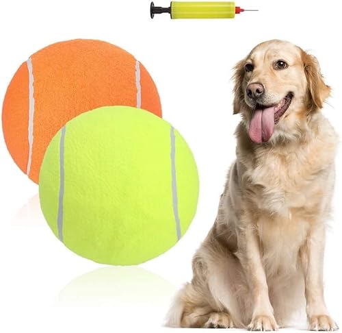 EXPAWLORER Riesige Tennisbälle für Hunde, 2 Stück, 24.1 cm, große Hundespielzeugbälle, interaktiver großer Tennisball für Hunde mit aufblasbaren Nadeln für Indoor-Outdoor-Training, Spielen und Sport von EXPAWLORER