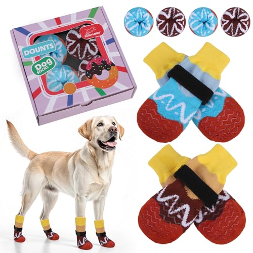 EXPAWLORER Rutschfeste Hundesocken, Hundeschuhe für heißen Gehweg, Hundeschuhe für Hartholzböden, verhindern Lecken von Pfoten, Stiefeln und Pfotenschutz für kleine, mittelgroße und große ältere Hunde von EXPAWLORER