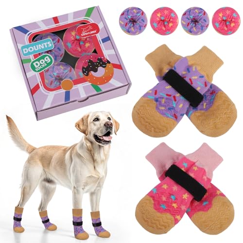 EXPAWLORER Rutschfeste Hundesocken, Hundeschuhe für heißen Gehweg, Hundeschuhe für Hartholzböden, verhindern Lecken von Pfoten, Stiefeln und Pfotenschutz für kleine, mittelgroße und große ältere Hunde von EXPAWLORER