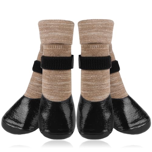 EXPAWLORER Rutschfeste Hundesocken, Stiefel, wasserdichte Hundeschuhe für den Winter, Outdoor-Halte/kalten Bürgersteig, Schnee, Regen, rutschfeste Pfotenschutzstiefel für Hartholzböden, Welpen, ältere von EXPAWLORER