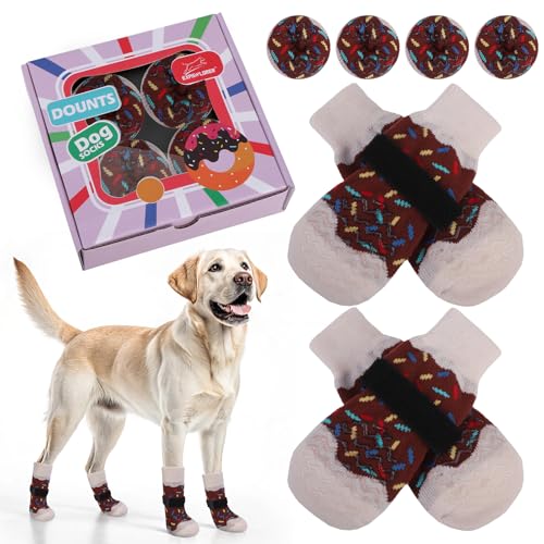 EXPAWLORER Rutschfeste Hundesocken für Hartholzböden, 4 Stück, Donut-Socken, Pfotenschutz mit Griffen, um Lecken zu verhindern, Hundestiefel, Traktionskontrolle für kleine, mittelgroße und große EXPAWLORER Rutschfeste Hundesocken für Hartholzböden, 4 Stück, Donut-Socken, Pfotenschutz mit Griffen, um Lecken zu verhindern, Hundestiefel, Traktionskontrolle für kleine, mittelgroße und große von EXPAWLORER