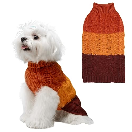 EXPAWLORER Thanksgiving-Hundepullover – große Hundepullover für Hunde, Mädchen, Jungen, klassischer Rollkragen-Strickwaren, Hundekleidung für kaltes Wetter, Zopfstrick-Hunde-Outfit, Mantel, von EXPAWLORER
