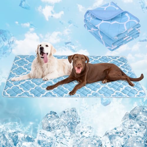 EXPAWLORER Verbesserte Kühlmatte für Hunde – Extra Lare Ice Silk Sommer Haustier Selbstkühlende Matten, waschbar, tragbar, Kühlunterlage für Hunde, Katzen, Haustiere, wiederverwendbar, rutschfeste von EXPAWLORER