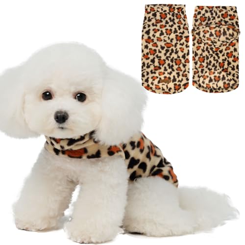EXPAWLORER Weicher Katzenpullover – Leopardenmuster Pullover nur für Katzen, warme Kätzchen-Kleidung, Herbst- und Winter-Haustiermantel, Pullover, Design, Fleece, Kleidung auch für Welpen, kleine von EXPAWLORER