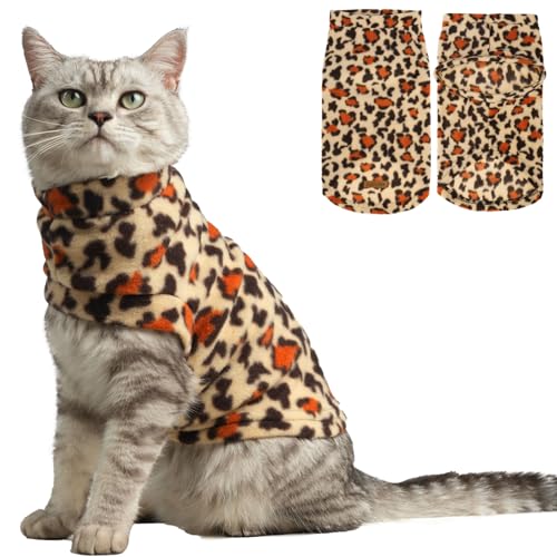 EXPAWLORER Weicher Katzenpullover – Leopardenmuster Pullover nur für Katzen, warme Kätzchen-Kleidung, Herbst- und Winter-Haustiermantel, Pullover, Design, Fleece, Kleidung auch für Welpen, kleine von EXPAWLORER
