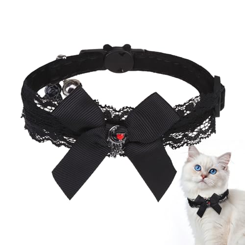 EXPAWLORER Weiches Katzenhalsband im Gothic-Stil, verstellbare Spitze mit Schleife, für Katzen EXPAWLORER Weiches Katzenhalsband im Gothic-Stil, verstellbare Spitze mit Schleife, für Katzen von EXPAWLORER