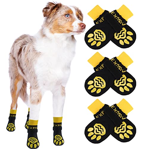 EXPAWLORER rutschfeste Hundesocken, verhindert Pfotenlecken, für heiße Gehwege, Pfotenschutz, Traktionskontrolle auf Hartholzböden, für Welpen, kleine, mittelgroße, große, ältere Hunde, 6 Stück von EXPAWLORER