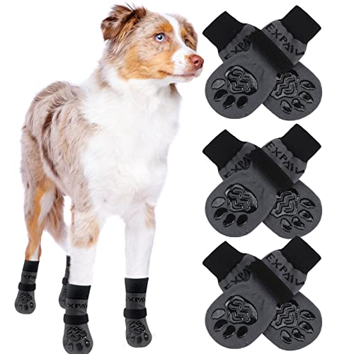 EXPAWLORER rutschfeste Hundesocken, verhindert Pfotenlecken, für heiße Gehwege, Pfotenschutz, Traktionskontrolle auf Hartholzböden, für Welpen, kleine, mittelgroße, große, ältere Hunde, 6 Stück von EXPAWLORER