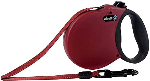 Alcott Expeditions Rolleine für Hunde 7,5 m Gurtleine Reflektorstreifen im Gurt mit Softgriff L, bordeaux, 50 kg von alcott