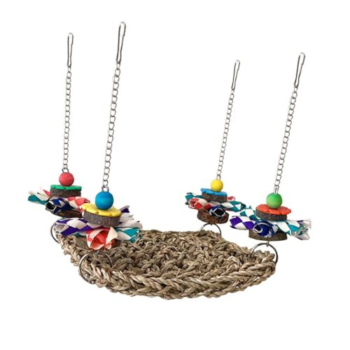 Holzperlen-Kauspielzeug, hängende Hängematte, Schaukel für Nymphensittiche, Wellensittiche, Papageien, Käfig, Unterhaltung, Bereicherung der gewebten Vogelgesundheit von EXQIOUR