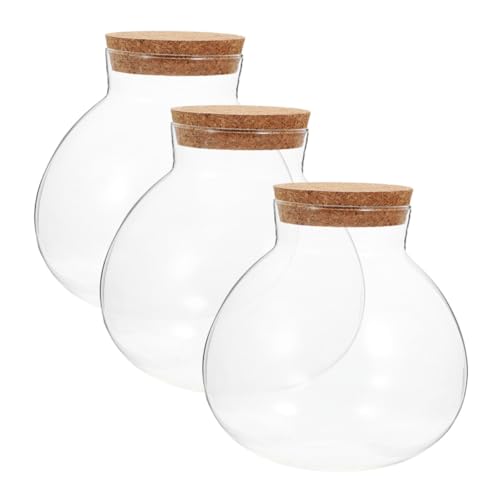 EXQUIMEUBLE 3 Stück Ökoflaschen mit Korkverschluss Sphärische Terrarienflasche für Mikrolandschaften für Dekoration und Pflanzenpflege EXQUIMEUBLE 3 Stück Ökoflaschen mit Korkverschluss Sphärische Terrarienflasche für Mikrolandschaften für Dekoration und Pflanzenpflege von EXQUIMEUBLE