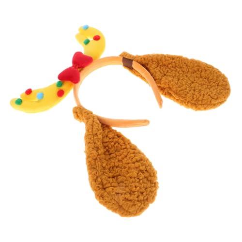 EXQUIMEUBLE Plüsch Stirnband Rentierstirnband Stirnband Mit Hundeohren Stirnband Mit Welpenohren Hirschgeweih-Stirnband Mit Pelzigen Hundeohren Hirschohren Cosplay Hundestirnband Plastik von EXQUIMEUBLE
