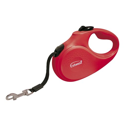 ICA Hundeleine, einziehbar, bis 12 kg, Länge 3 m, ergonomischer und sicherer Griff (Rot, XS) von EXTENXI