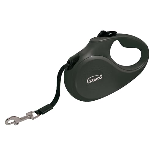 ICA Hundeleine, einziehbar, bis 12 kg, Länge 3 m, ergonomischer und sicherer Griff (Schwarz, XS) von EXTENXI