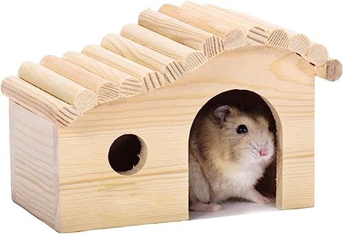 EYEZER Hamsterhaus aus Holz, Naturholz, Hamsterhütte, Kleintiere, Ratten, Übung, Spiel, Versteck von EYEZER