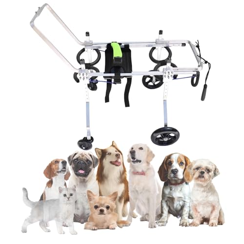 EYRMQWJPC Elldog im Rollstuhl Einstellbare Aluminiumlegierung Hund Katze Haustier Rollstuhl Mobilität Unterstützung Hilfe Mehrere Größen(XS) von EYRMQWJPC