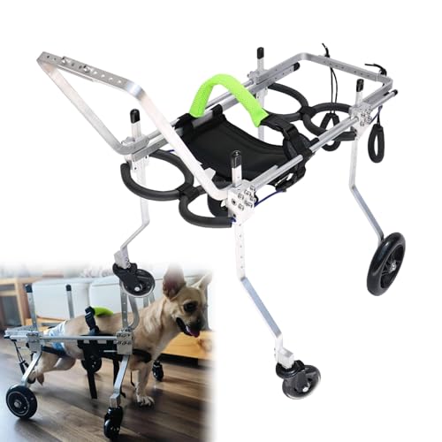 EYRMQWJPC Elldog im Rollstuhl Rollstuhl for Hunde und Katzen, Verstellbarer Aluminiumrahmen, Beinstütze vorne hinten, XXS-3XL(S) von EYRMQWJPC
