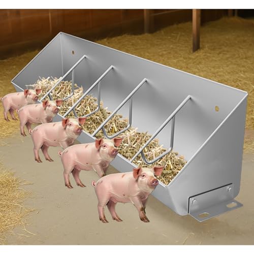 Futtertrog für Nutztiere Viehfuttertrog 2-in-1-Futtertrog Wassertrog mit 5-10 Plätzen(39 2/5" (100cm) 5 bit) von EYRMQWJPC