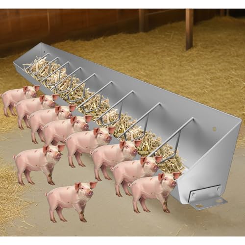 Futtertrog für Nutztiere Viehfuttertrog 2-in-1-Futtertrog Wassertrog mit 5-10 Plätzen(78 7/10" (200cm) 10 bit) von EYRMQWJPC