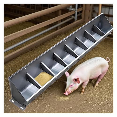 Futtertrog für Nutztiere Viehfuttertrog mit Trennwand for 4–10 Bit-Optionen, mehrere Größen(59x7.5x10.2in/8bit) von EYRMQWJPC