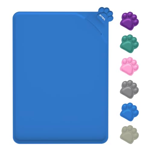 Wasserdichte Futtermatten für Haustiere mit hohen Lippen, verschiedene Größen und Farben, Silikonmatte, rutschfeste Haustierfuttermatte für Hunde, Katzen, verhindert Wasserabfall (Blau, 48 x 30 cm) Wasserdichte Futtermatten für Haustiere mit hohen Lippen, verschiedene Größen und Farben, Silikonmatte, rutschfeste Haustierfuttermatte für Hunde, Katzen, verhindert Wasserabfall (Blau, 48 x 30 cm) von EYTEYL