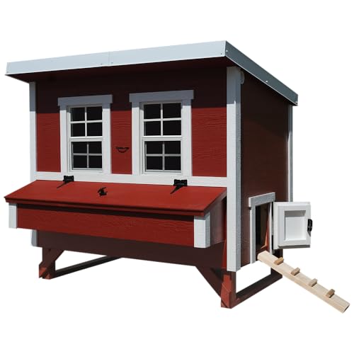 Großer Hühnerstall EZ Chicken Home 2,85m² Stall mit 5 Nistkasten witterungsbeständig - Idealer Hühnerstall (Hühnerstall Rot) von EZ Chicken Home