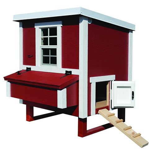 Hühnerstall Mitte EZ Chicken Home 1,68 m² Stall mit 3 Nistkasten schnell zu reinigen - witterungsbeständig - Idealer Hühnerstall (Hühnerstall Rot) von EZ Chicken Home