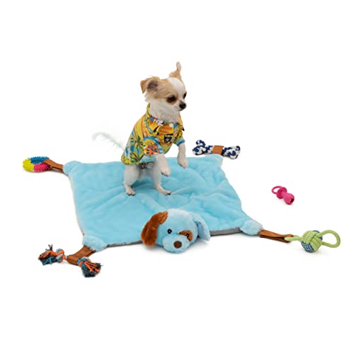 Welpen-Spielmatte mit Spielzeug, aufgewertet, 58,4 x 50,8 cm, multifunktionales interaktives Welpenspielzeug und Isomatte mit abnehmbarem Hundespielzeug für Welpen, um beschäftigt zu halten von EZDOM