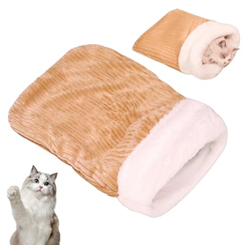 EZOULUOBA Katzenschlafsack Selbstwärmend – Gemütliches Katzenbett mit 360° Wickelfunktion Katzenhöhle,Cat Winter Sleeping Bag, Haustierhöhlenbett als Katzenhöhlenbett und Schlafsack für Katzen von EZOULUOBA