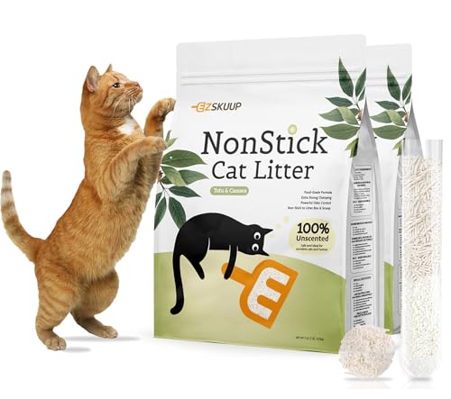 Antihaft-ultrahartes, klumpendes Katzenstreu, geruchlos, staubfrei, 4,1 kg, 2 Stück Antihaft-ultrahartes, klumpendes Katzenstreu, geruchlos, staubfrei, 4,1 kg, 2 Stück von EZSKUUP