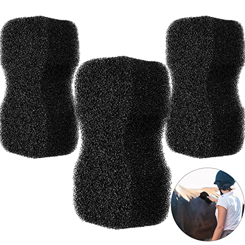 Eaasty 3 Stück Pferdepflege-Schwamm-Schrubber Taschen-Ponyschrubber Massagegerät Pferdepflegebürsten-Set, Pony-Zubehör, groß, weiche Pflege zum Reinigen, Waschen, Baden, Schwarz, 11,9 x 20,8 x 6,5 cm von Eaasty