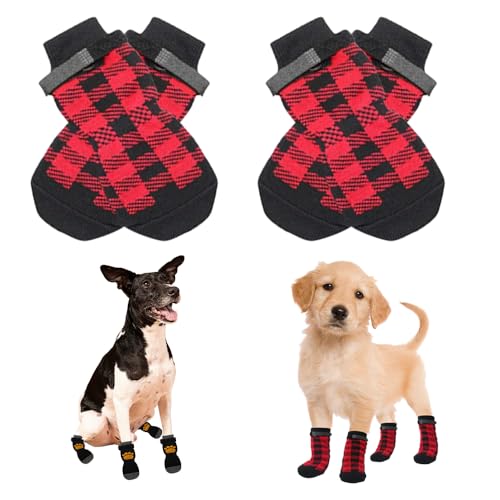 Haustier-Hundeschuhe, wasserdicht, rutschfest, Pfotenschutz für Hunde, Hundesocken mit Greifern, 2 Paar Hundepfotenschutz mit Griffen (C, L) von Eadwe
