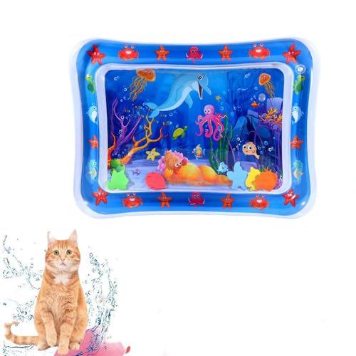 EagerMinds Sensorische Wassermatte Katze, Wassersensorische Matte FüR Katzen, Interaktives Katzenspielzeug, Wassersensor-KüHlmatte FüR Kinder, Sommerliche Verdickte Spielwasser-Sensormatte (F) von EagerMinds