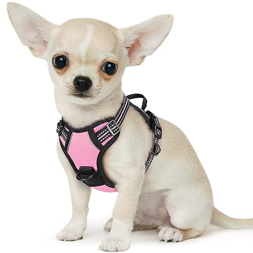 Eagloo Hundegeschirr Kleine Hunde, Anti Zug Hundegeschirr mit Reflexstreifen und Kontrolle, Verstellbar, Einstellbar und Langlebige Brustgeschirr Hund, Geeignet zum Gehen und Joggen, Rosa, XS Eagloo Hundegeschirr Kleine Hunde, Anti Zug Hundegeschirr mit Reflexstreifen und Kontrolle, Verstellbar, Einstellbar und Langlebige Brustgeschirr Hund, Geeignet zum Gehen und Joggen, Rosa, XS von Eagloo