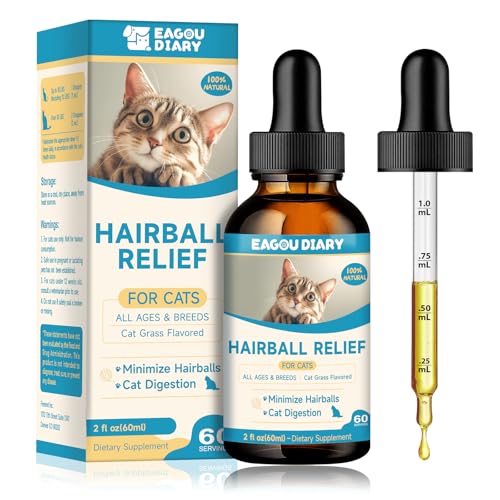 Anti-Haarball Katzen Tropfen - Katzen Haarballen AuflöSen, Darmflora Aufbauen, Haarspindelbehandlung für Katze mit Lysin, Faser, Vitaminen, für Verbesserte Verdauung und Gegen Haarausfall bei Katze von Eagou Diary