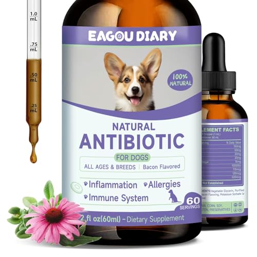 Natürliche Antibiotika für Hunde - Juckreiz Hunde Linderung - Stärkung des Kräuter Immunsystems, Allergie Linderung, Gegen Juckreiz, Pflanzliche Antibiotika Tropfen für Kräuter mit Vitaminen von Eagou Diary