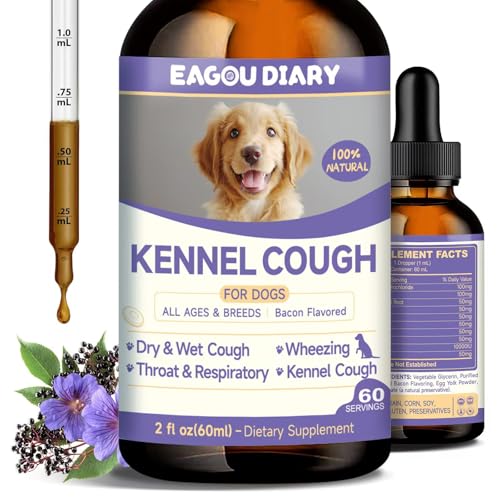 Husten für Hunde - 60ml Hustensaft für Hunde, Linderung von Trockenem & Feuchtem Bellendem, Haustier Allergien, Kräuter Nahrungs Ergänzungsmittel für Immunsystem Stärken Haustier von Eagou Diary