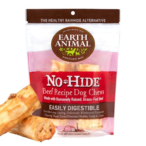 Earth Animal No Hide Small Leckerli mit Rindfleischgeschmack, natürlich, ohne Rohhaut; Langlebige Leckerli für Hunde – Leckerli für Hunde Kleiner Rassen (2 Kausnacks für Hunde) von Earth Animal