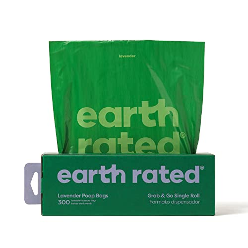 Earth Rated Hundekotbeutel, neues aussehen, dicke Grab & Go Einzelrolle, ideal für das Aufsammeln im Garten, Lavendelduft, 300 Beutel von Earth Rated