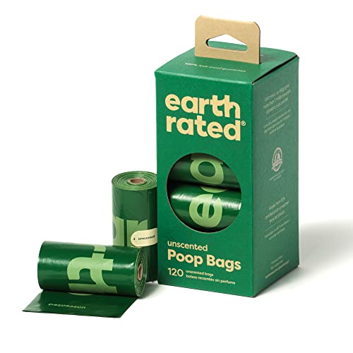 Earth Rated Hundekotbeutel, neues aussehen, garantiert auslaufsichere und extra dicke Abfallsäcke als Nachfüllrollen für Hunde, unparfümiert, 120 Stück von Earth Rated