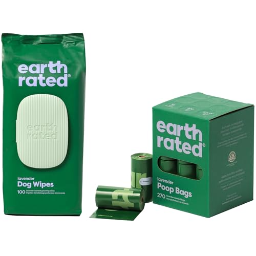 Earth Rated Hundekotbeutel, garantiert auslaufsichere und extra dicke Abfallsäcke Nachfüllrollen für Hunde, Lavendelduft, 270 Stück, mit Earth Rated Feuchttücher für Hunde, Lavendelduft, 100 Stück Earth Rated Hundekotbeutel, garantiert auslaufsichere und extra dicke Abfallsäcke Nachfüllrollen für Hunde, Lavendelduft, 270 Stück, mit Earth Rated Feuchttücher für Hunde, Lavendelduft, 100 Stück von Earth Rated