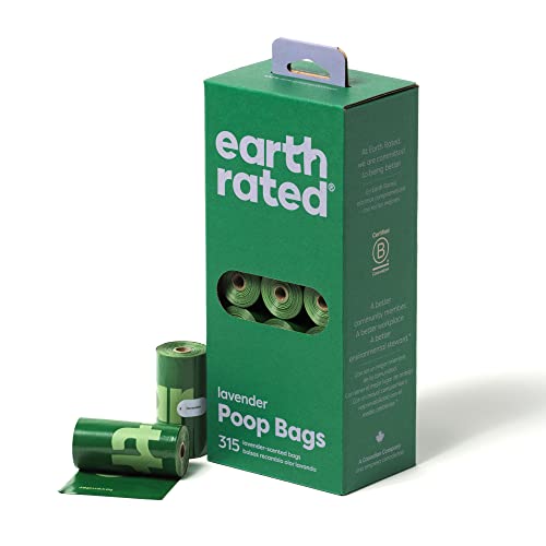 Earth Rated Hundekotbeutel garantiert auslaufsichere und extra dicke Abfallsäcke, einzelne Nachfüllrollen für Hunde, Lavendelduft, 315 Stück von Earth Rated